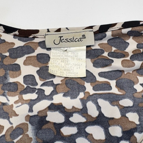 Elegant Black Midi Length Dress by Jessica, with Flutter-Style Sleeves. Size 14 - Picture 10 of 10